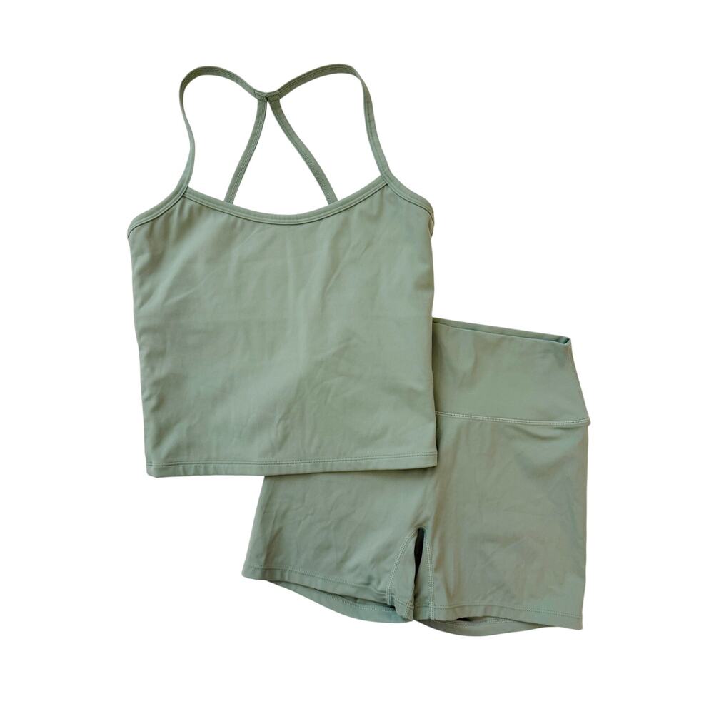 amazon green athletic biker shorts set - size medium